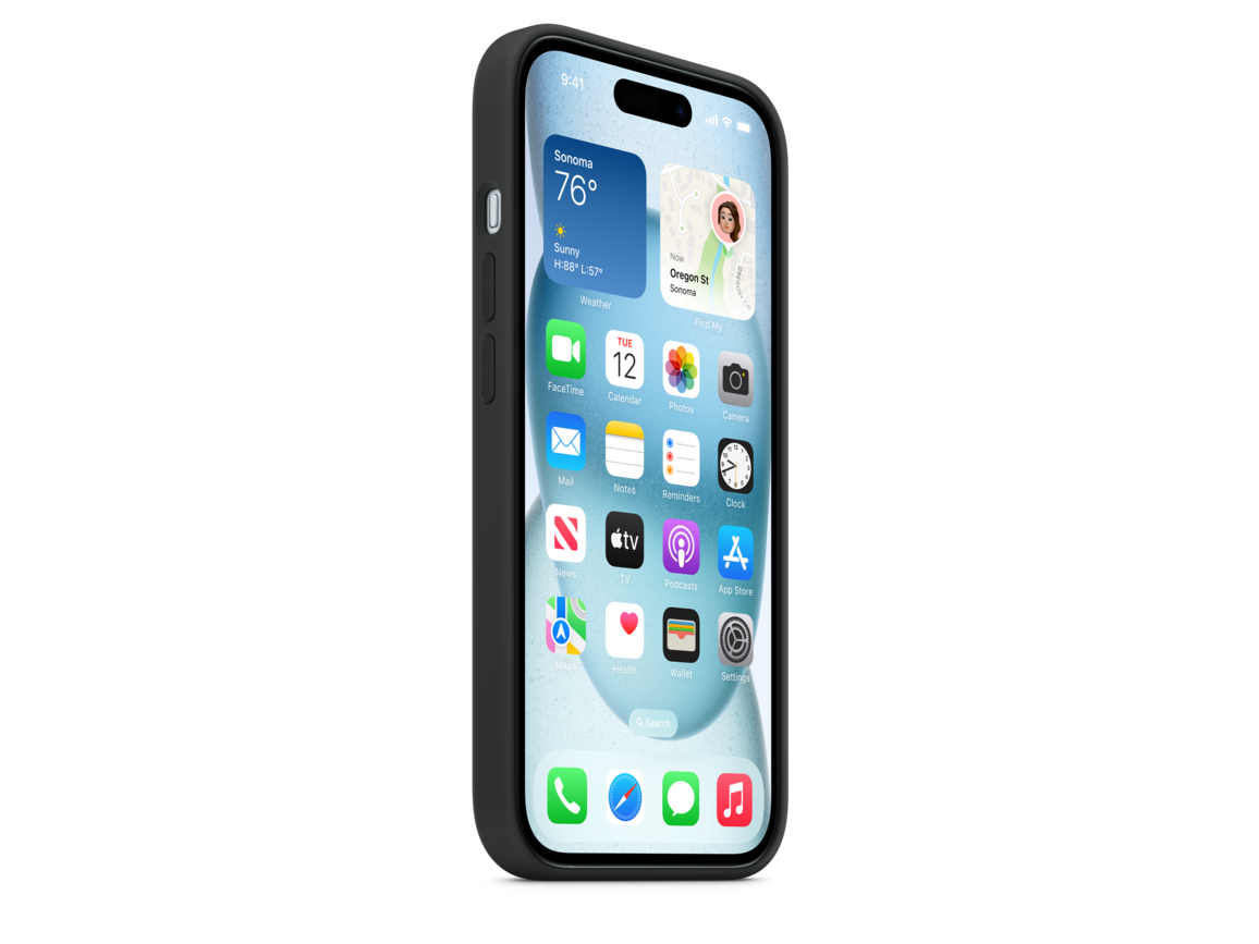 iPhone 15 Silikon Case mit MagSafe – Schwarz