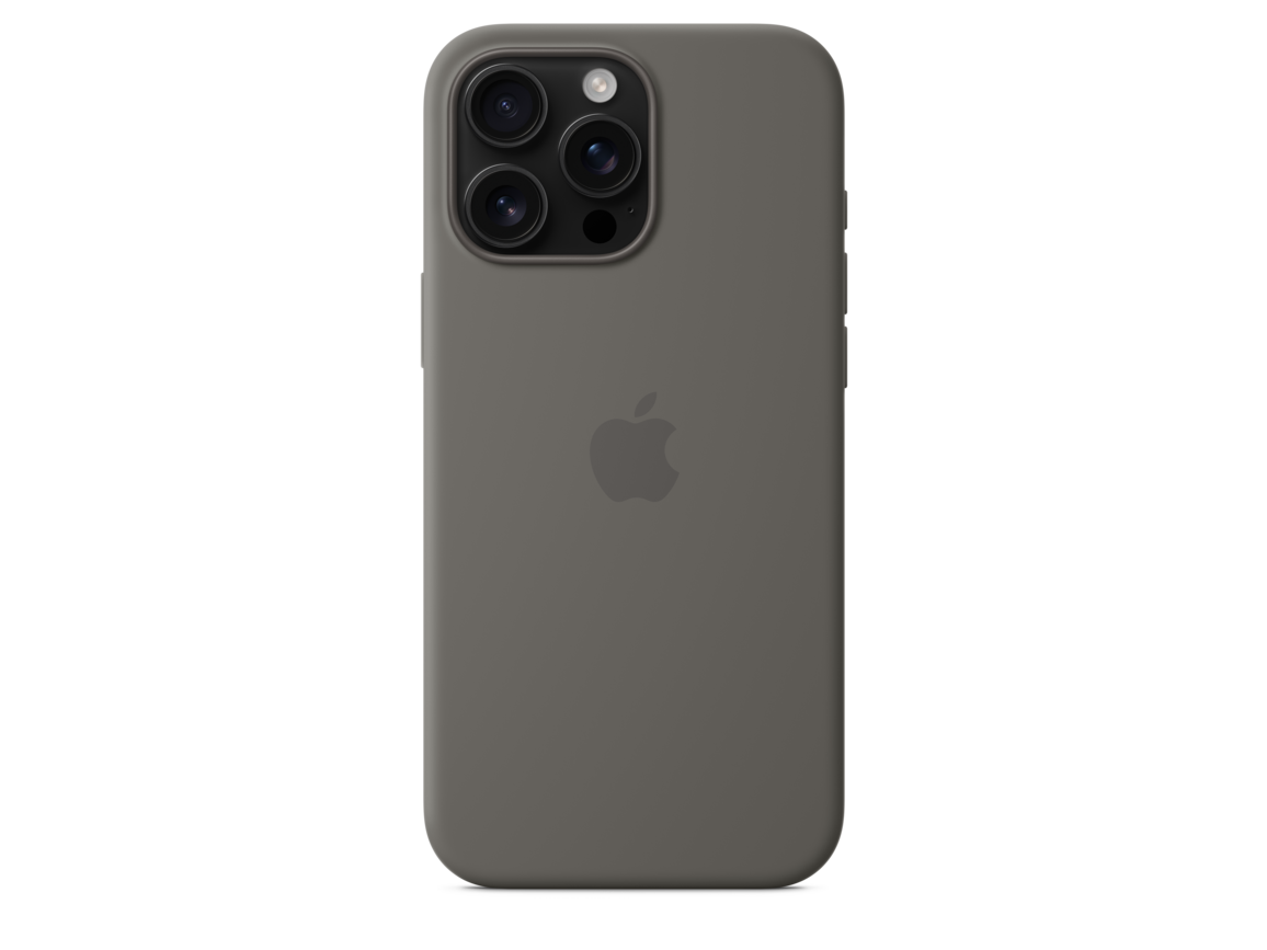 iPhone 16 Pro Max Silikon Case mit MagSafe – Steingrau