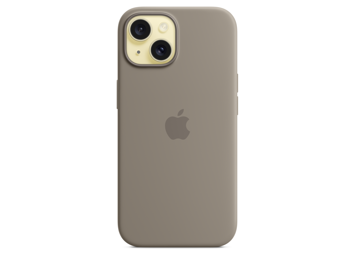 iPhone 15 Silikon Case mit MagSafe – Tonbraun