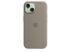 iPhone 15 Silikon Case mit MagSafe – Tonbraun