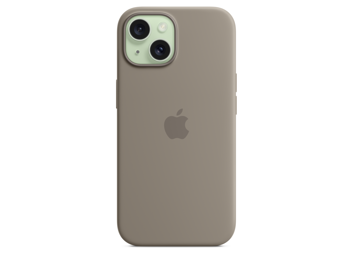 iPhone 15 Silikon Case mit MagSafe – Tonbraun