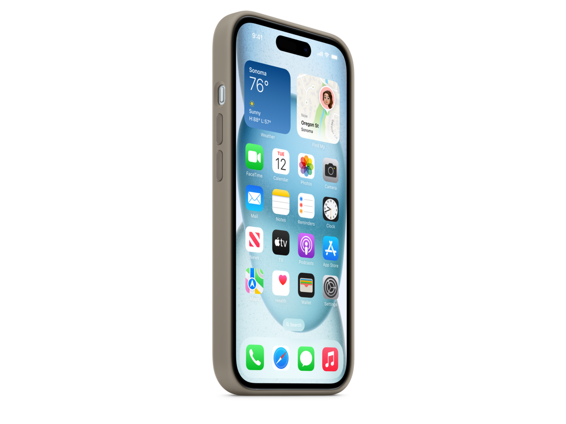 iPhone 15 Silikon Case mit MagSafe – Tonbraun