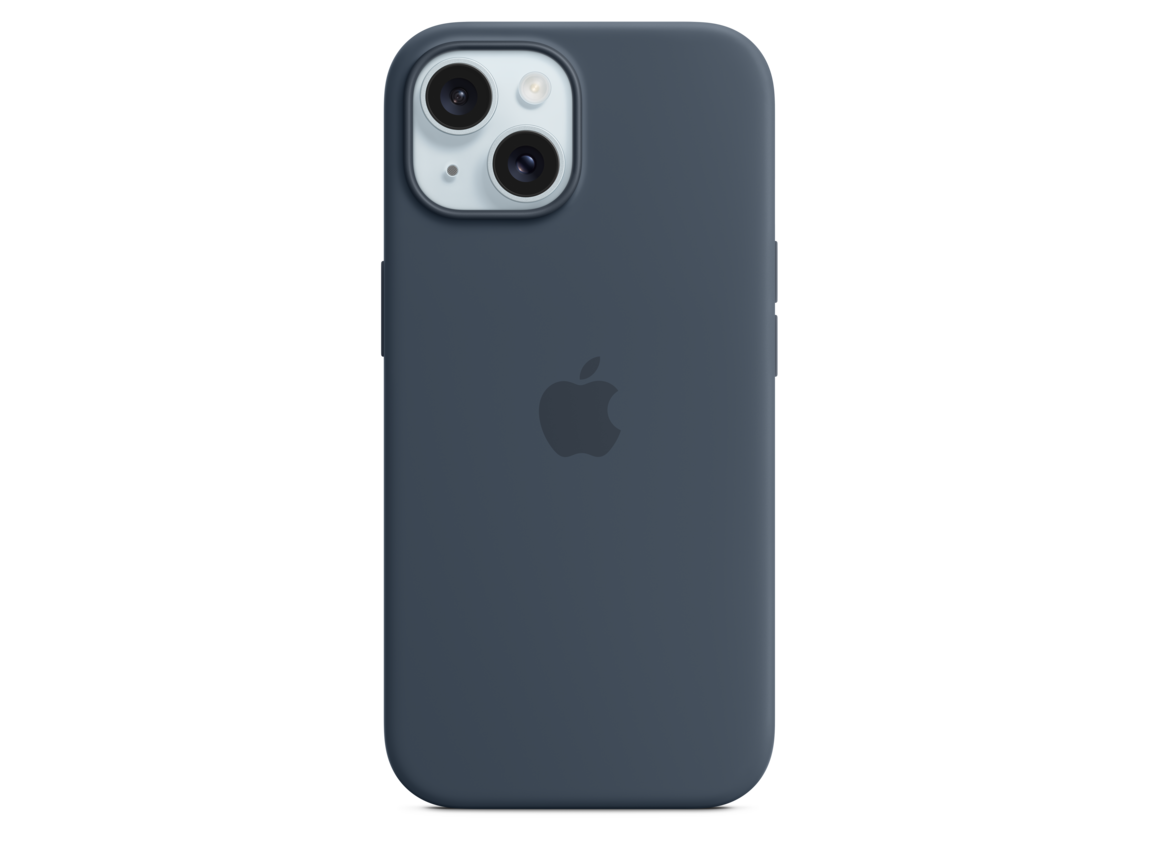 iPhone 15 Silikon Case mit MagSafe – Sturmblau