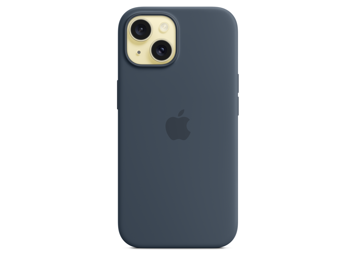 iPhone 15 Silikon Case mit MagSafe – Sturmblau
