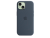 iPhone 15 Silikon Case mit MagSafe – Sturmblau