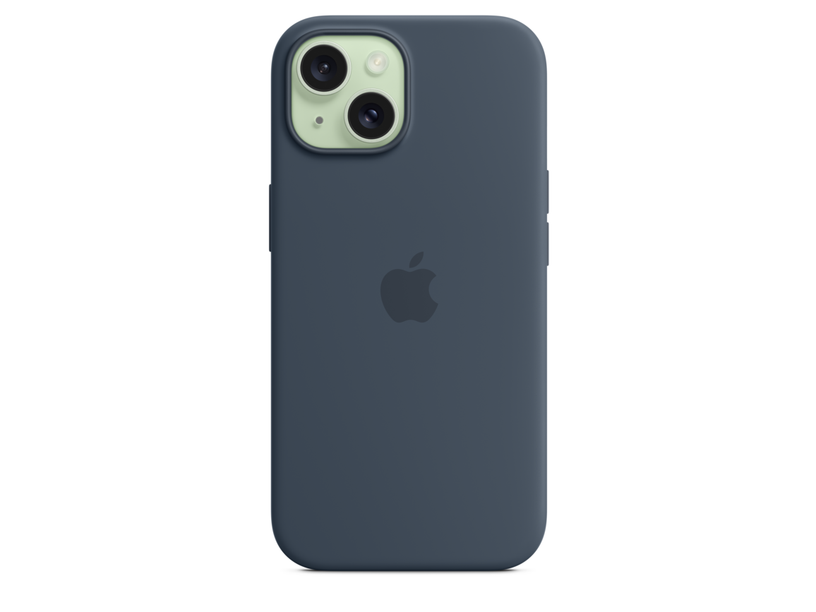 iPhone 15 Silikon Case mit MagSafe – Sturmblau