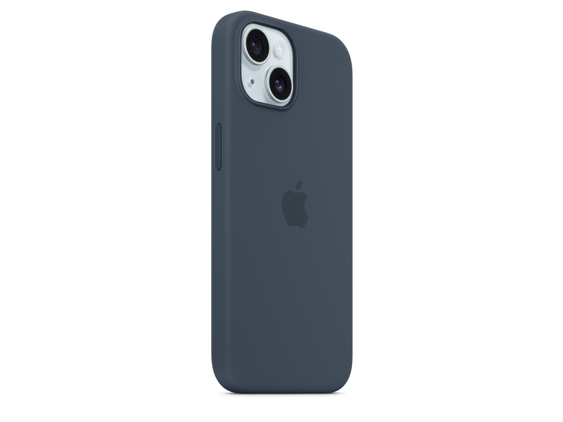 iPhone 15 Silikon Case mit MagSafe – Sturmblau
