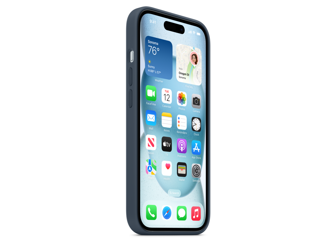 iPhone 15 Silikon Case mit MagSafe – Sturmblau
