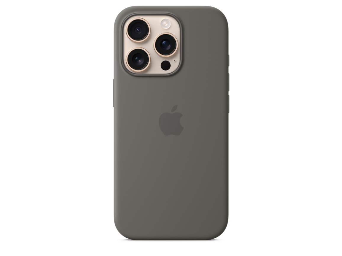 iPhone 16 Pro Silikon Case mit MagSafe – Steingrau
