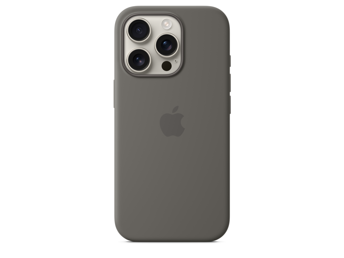 iPhone 16 Pro Silikon Case mit MagSafe – Steingrau