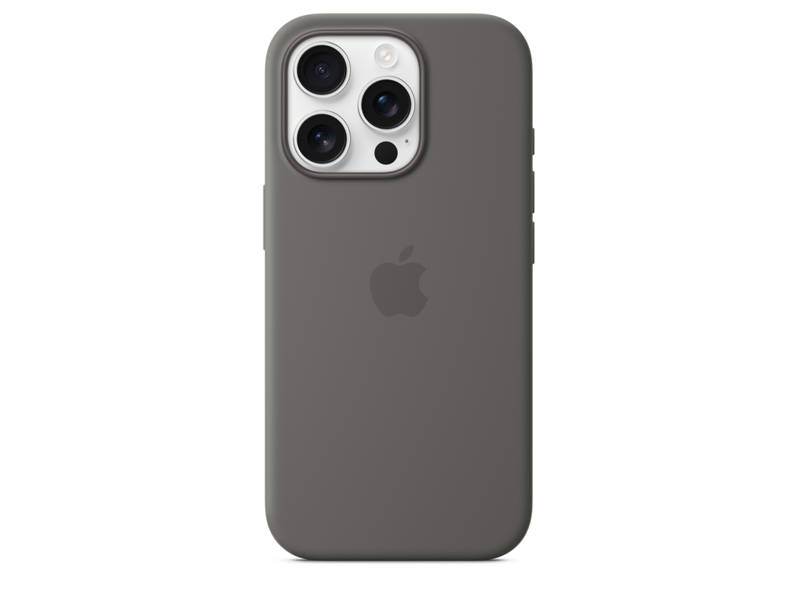 iPhone 16 Pro Silikon Case mit MagSafe – Steingrau