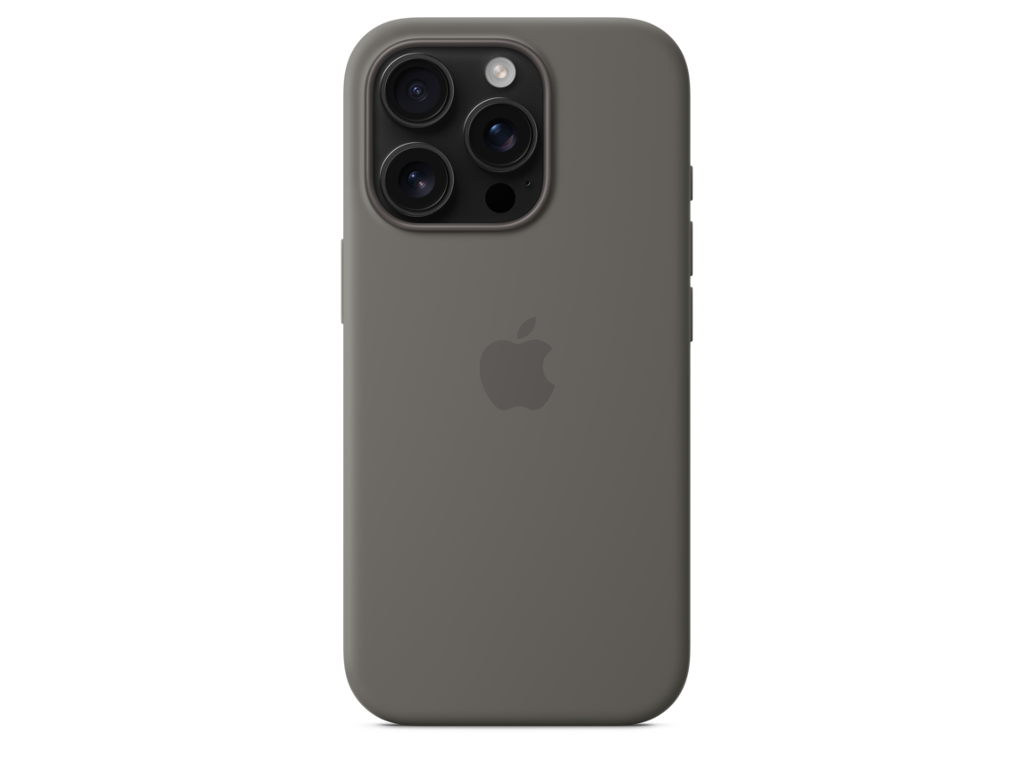 iPhone 16 Pro Silikon Case mit MagSafe – Steingrau